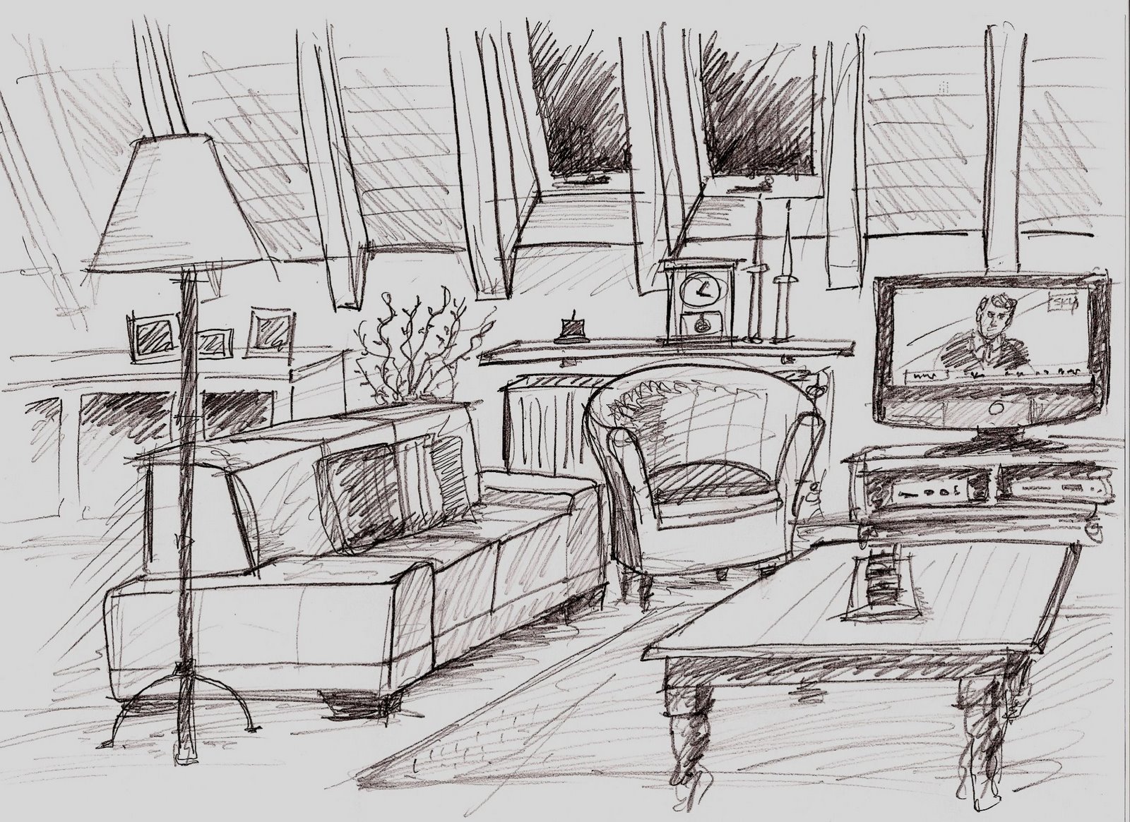 Living Room Drawing Sketch